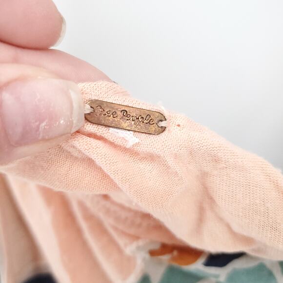 Free People Boho Annka Linen Floral Botanical One Shoulder Flutter SleeveTank S - Picture 3 of 10